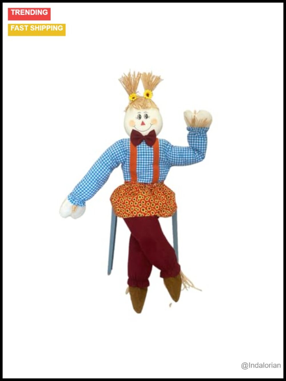 43.5'' Large Fall Scarecrow Decoration for Autumn Harvest Thanksgiving Halloween